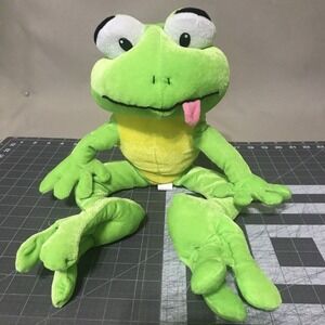 Ideal Toys Direct Green Frog With Pink Tongue Sticking Out 20 inches